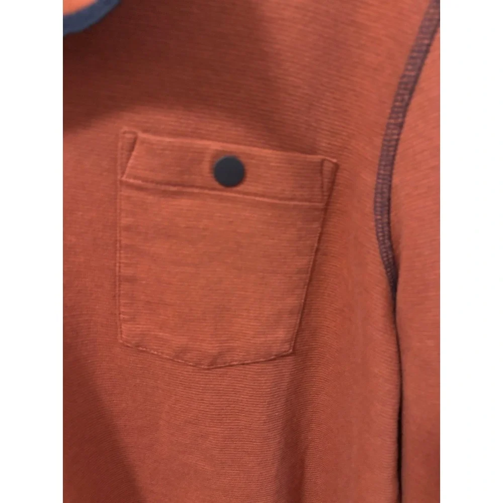 LL Bean‎ Mens Slightly Fitted Snap Mock Neck Pullover Rust Orange L REG